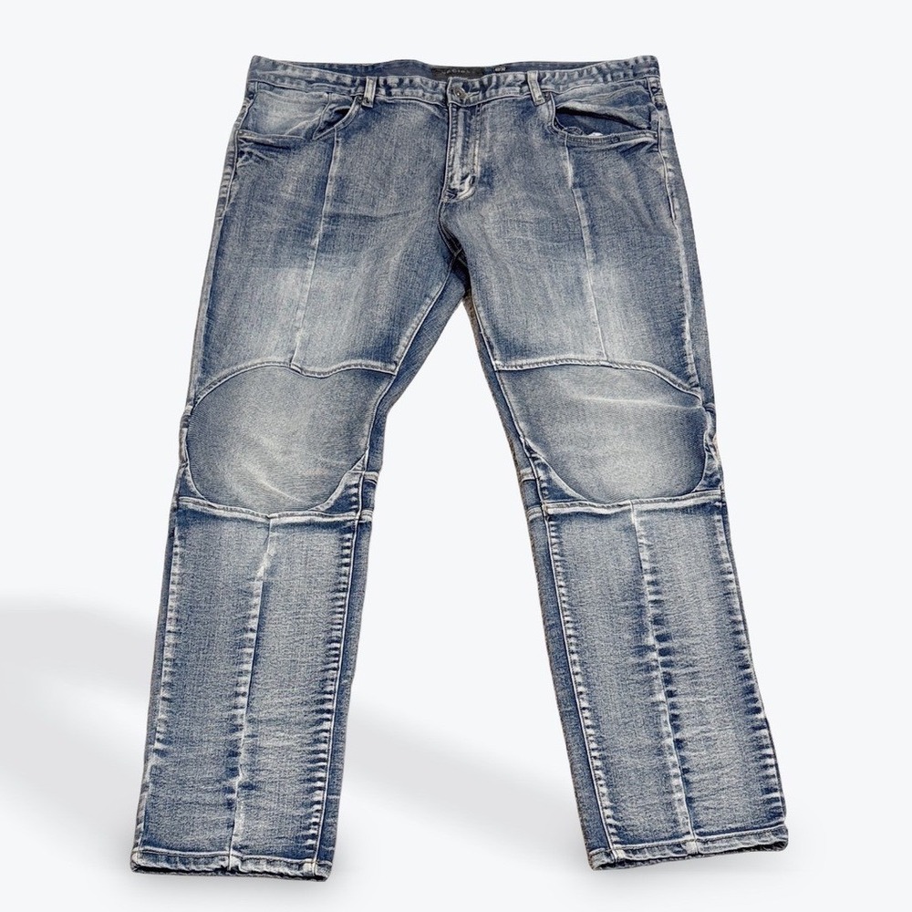 Decibel Men's Blue Wash Moto Style Jeans Size 42x32